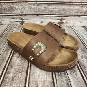 ROPER  PHOENICAN VINTAGE LEATHER BUCKLE‎ SLIDE SANDAL